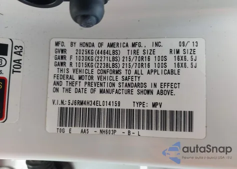 2014 Honda Cr-V Lx z USA, uszkodzony, nr VIN 5J6RM4H34EL014159